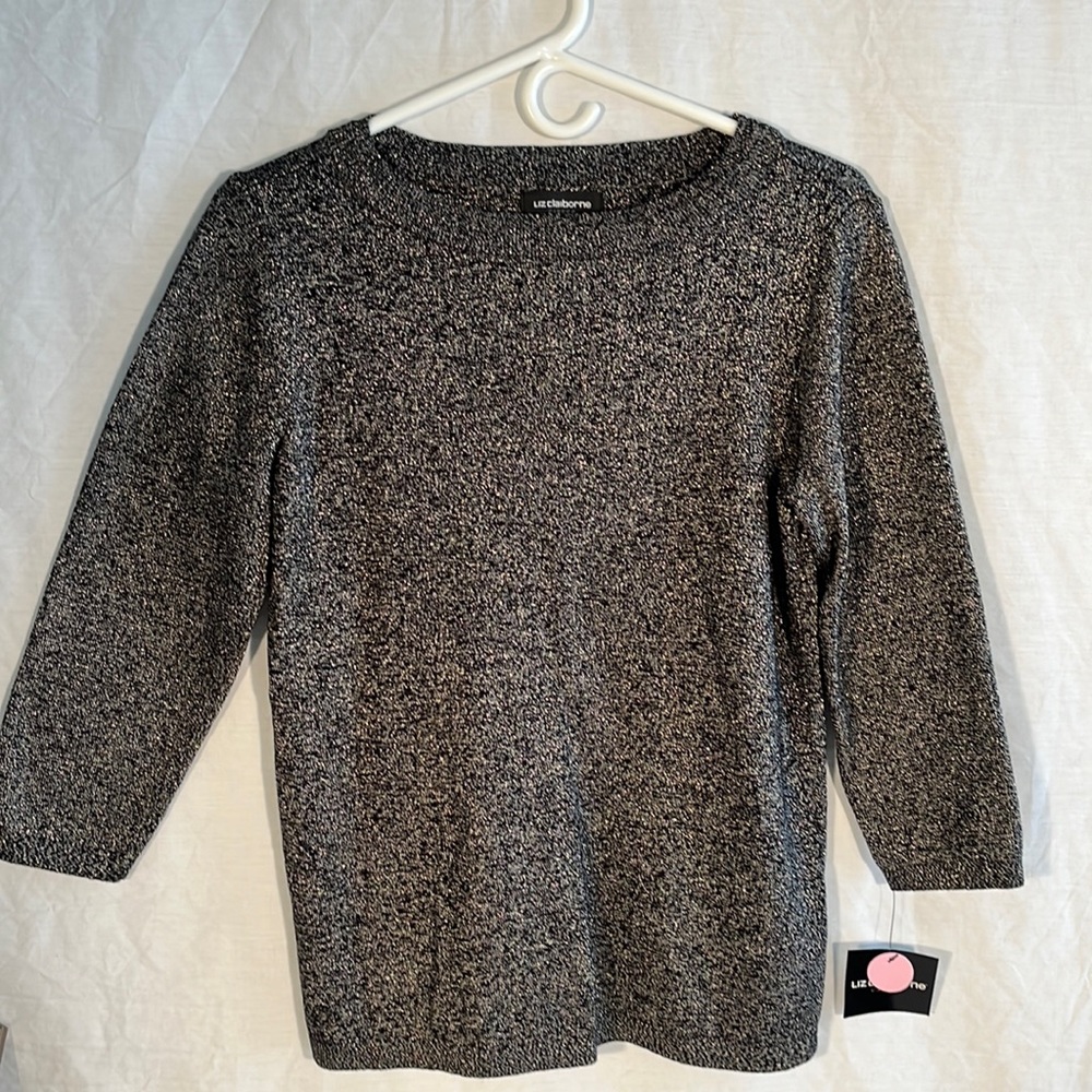 Liz Claiborne career “ Mystic Nomad black and gold metallic sweater